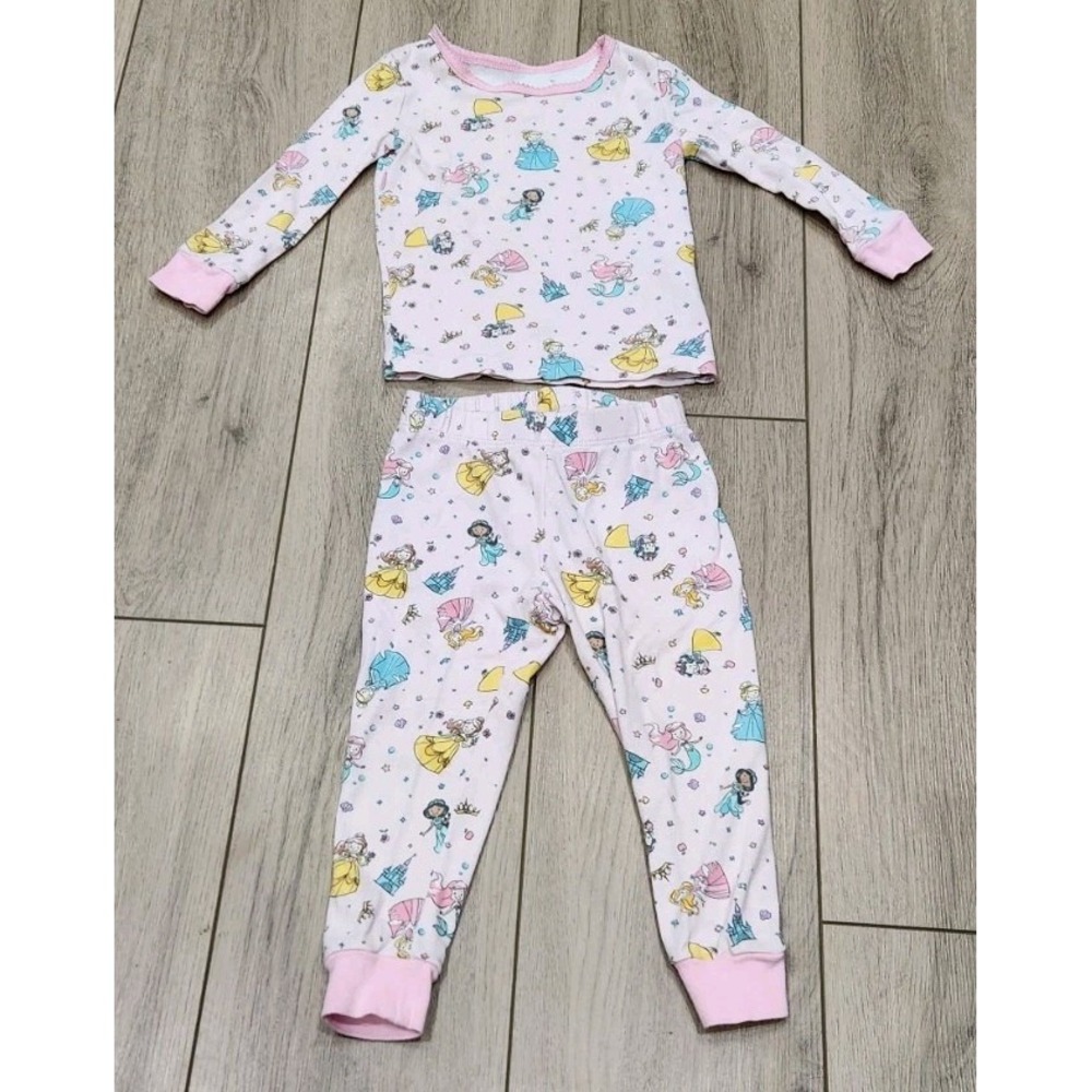 Disney Girls Pajamas Set Toddler Size 2 Snow White Cinderella Jasmine Ariel‎